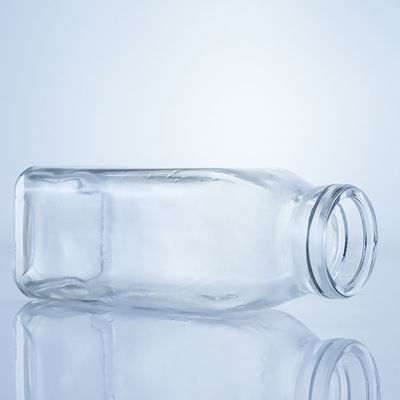 Bouteille de jus en verre carré de 280 ml, 350 ml et 500 ml avec logo personnalisé