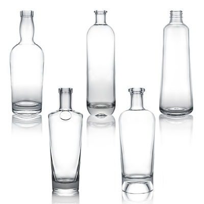 Collier en verre à logo personnalisé en gros à cou court Gin Rum Brandy Whisky Liquor Bouteille avec liège