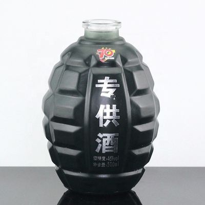 Bouteille en verre en forme de bombe de 500 ml pour emballage de boissons alcoolisées personnalisé