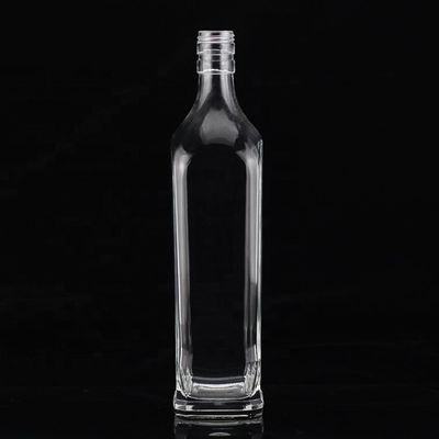 Bouteille en verre carré de 500 ml d'huile d'olive extra vierge avec manipulation de surface personnalisée