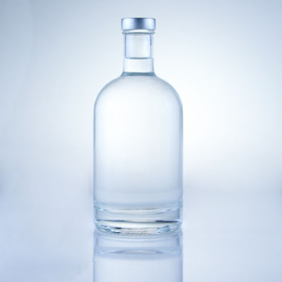 Bouteille de verre ronde 375 ml Bouteille vide claire pour les spiritueux avec traitement de surface à l' acide