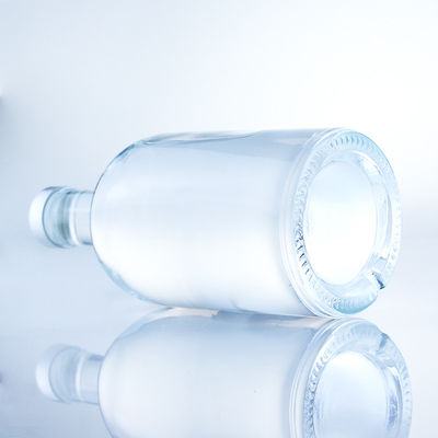 Bouteille de verre ronde 375 ml Bouteille vide claire pour les spiritueux avec traitement de surface à l' acide