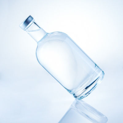 Bouteille de verre ronde 375 ml Bouteille vide claire pour les spiritueux avec traitement de surface à l' acide
