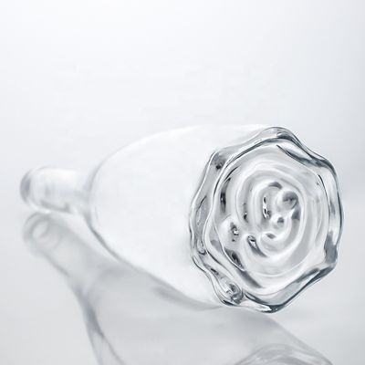 Logo personnalisé unique Floral Bottom Super Flint Long Neck 750 ml Bouteille en verre pour le liège Gin