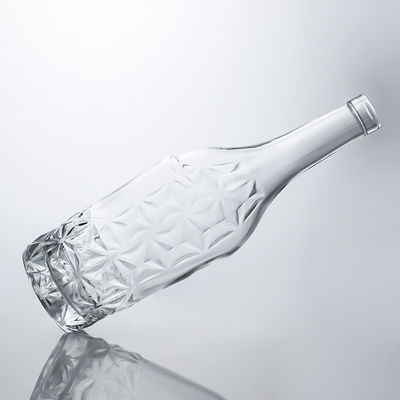 Forme personnalisée 750 ml Impression en soie polissée au chrome Vin mousseux Champagne Bouteille en verre avec étiquette métallique