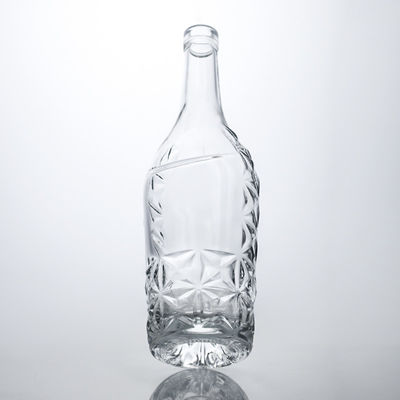 Forme personnalisée 750 ml Impression en soie polissée au chrome Vin mousseux Champagne Bouteille en verre avec étiquette métallique