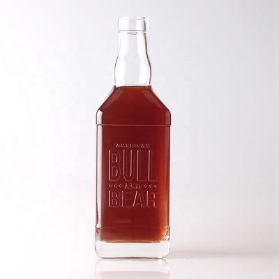 Matériau du collier Bouteille transparente en relief en verre de 500 ml à 700 ml pour le whisky, le rhum, le gin et le brandy