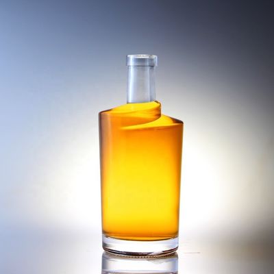 Acide etch surface manipulation bouchon de liège en forme de torsion fond épais vodka 750 ml bouteille en verre