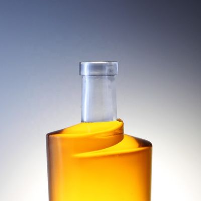 Acide etch surface manipulation bouchon de liège en forme de torsion fond épais vodka 750 ml bouteille en verre