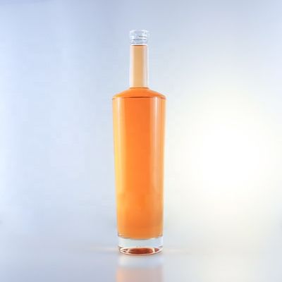 750 ml bouteille en verre de flint à col long avec bouchon et traitement de la surface par écorchure acide