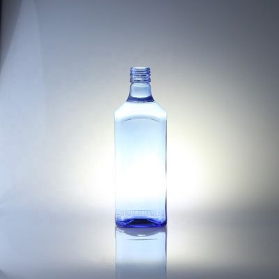 Acid Etch Conception personnalisée Carré 750 ml Bouteilles en verre bleu pour vodka Whisky unique
