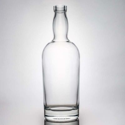 Collier en verre à logo personnalisé en gros à cou court Gin Rum Brandy Whisky Liquor Bouteille avec liège