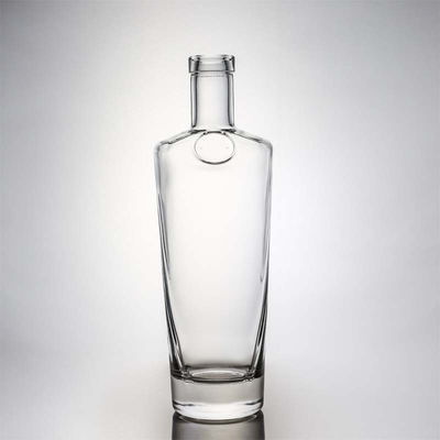 Collier en verre à logo personnalisé en gros à cou court Gin Rum Brandy Whisky Liquor Bouteille avec liège