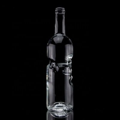 Bouteilles en verre en forme de guitare de 700 ml avec bouchon de liège pour le whisky de vodka clair ou personnalisé