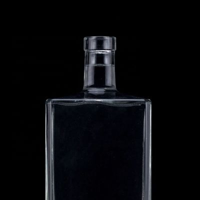 Impression par écran Bouteille en verre transparent de 1000 ml pour la vodka en forme carrée avec bouchon à vis