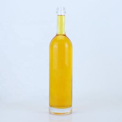 Logo personnalisé 700ml 750ml Bouteille en verre de forme ronde à haute pierre avec finition supérieure à vis