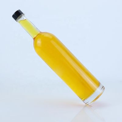 Logo personnalisé 700ml 750ml Bouteille en verre de forme ronde à haute pierre avec finition supérieure à vis