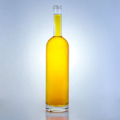 Logo personnalisé 700 ml 750 ml Bouteille en verre en forme ronde de haute silex avec finition supérieure à vis