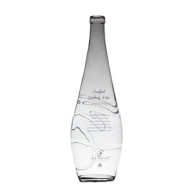 Bouteille en verre d'eau minérale transparente ronde de 700 ml et 350 ml personnalisée pour boissons industrielles