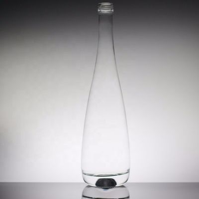 Bouteille en verre d'eau minérale transparente ronde de 700 ml et 350 ml personnalisée pour boissons industrielles