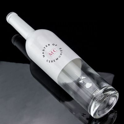 Bouteille personnalisée 750 ml de peinture blanche à la pulvérisation Whisky Vodka Bouteille de verre vide avec liège