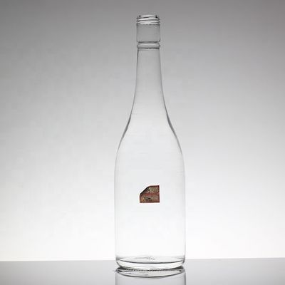 Bouteille en verre d'eau minérale transparente ronde de 700 ml et 350 ml personnalisée pour boissons industrielles