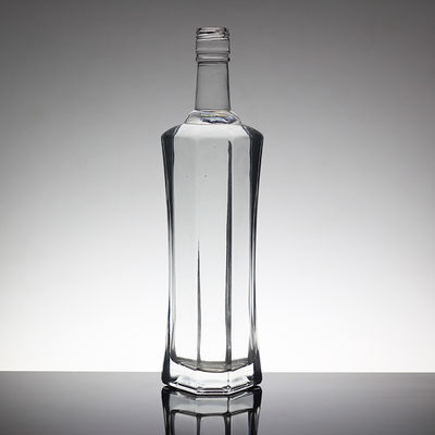 Flint Acid Etch Bouteilles en verre de forme unique pour le rhum Liquor Brandy Whisky Vodka Tequila
