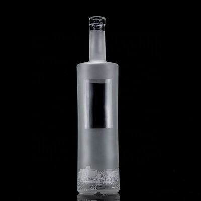 Bouteille de vodka en verre 750 ml 500 ml à imprimer à la décoloration avec conception glacée et matériau de base
