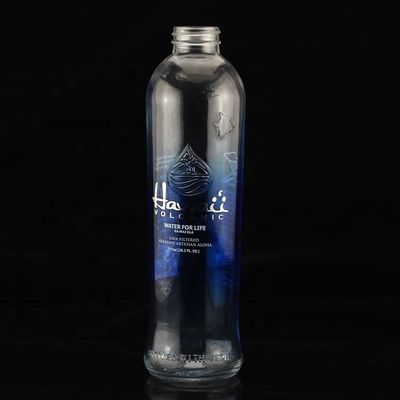 Fabrication à la sérigraphie de luxe Bouteille de vodka bleue de forme ronde pour l'industrie de l'alcool et du gin
