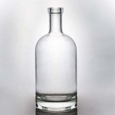 Bouteille de flint rond vide 375ml 500ml 750ml 1000ml Liquor Vodka Tequila Whisky avec bouchon à vis