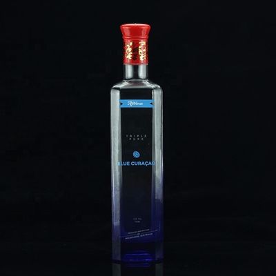 750 ml bouteille de verre colorée avec collier en or et finition pour la vodka