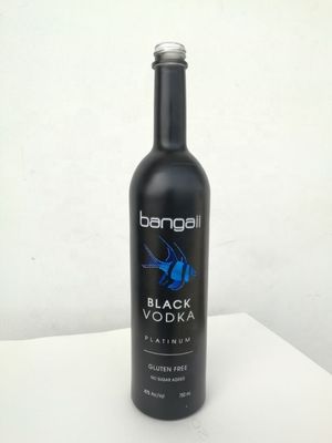 750 ml de verre noir brillant Vodka Bouteilles peintes Impression à écran Gin Fermeture Bouteille d'alcool