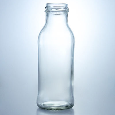 250 ml bouteille ronde en verre pour le lait, le jus de fruits, le thé, le logo personnalisé et le collier en verre