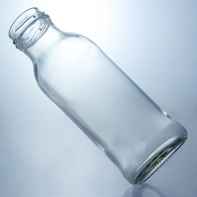 250 ml bouteille ronde en verre pour le lait, le jus de fruits, le thé, le logo personnalisé et le collier en verre