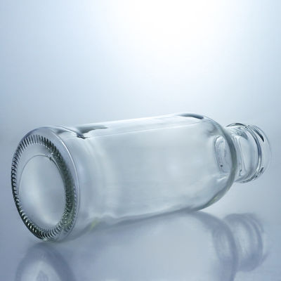 250 ml bouteille ronde en verre pour le lait, le jus de fruits, le thé, le logo personnalisé et le collier en verre
