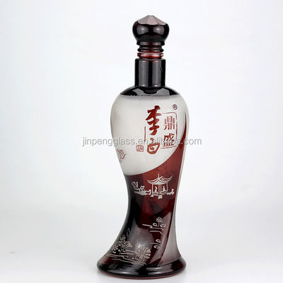 Conception personnalisée Corps féminin Forme spéciale Bouteille d'alcool 1000 ml 750 ml avec surface décale