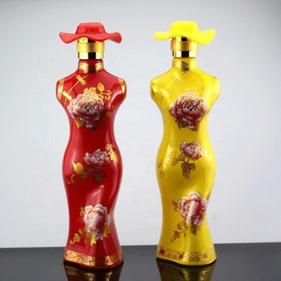 Bouteille en forme de corps féminin sexy Bouteille en verre unique avec un bouchon de couronne