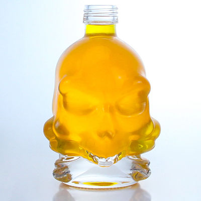 Bouteille en verre en forme de crâne de surface décalée pour la technique de vieillissement du whisky, de la vodka et du brandy