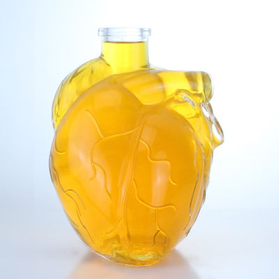 Bouteille en verre en forme de cœur, claire ou personnalisée, pour les boissons
