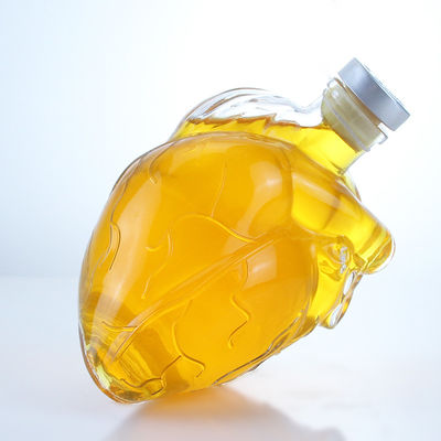 Bouteille en verre en forme de cœur, claire ou personnalisée, pour les boissons