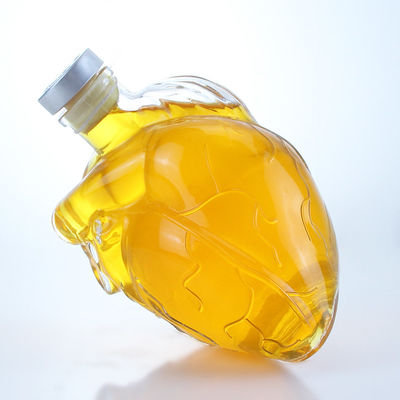 Bouteille en verre en forme de cœur, claire ou personnalisée, pour les boissons