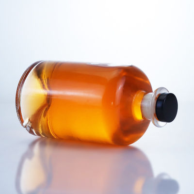 Collier en verre 750 ml Cou court Ronde en forme vide Clair Gin à la chaux Rum Champagne Spiritueux Bouteille à liqueur avec liège