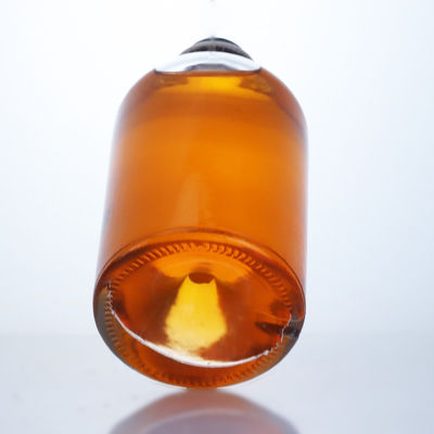 Collier en verre 750 ml Cou court Ronde en forme vide Clair Gin à la chaux Rum Champagne Spiritueux Bouteille à liqueur avec liège