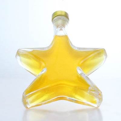 Whisky Gin Rum Vodka Bouteille en verre de liqueur en forme d'étoile avec sommet en liège et base en verre