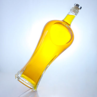 Bouteille en verre à bouchon de liège en forme claire ou personnalisée pour le whisky, la vodka, la tequila, le gin et le rhum