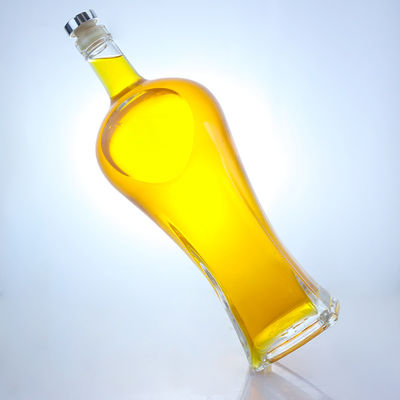 Bouteille en verre à bouchon de liège en forme claire ou personnalisée pour le whisky, la vodka, la tequila, le gin et le rhum