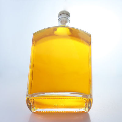 Bouteille en verre de forme plate pour le whisky, la vodka, la tequila, le gin et le rhum en verre