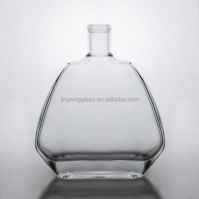 Bouteille en verre claire et plate de 750 ml avec liège pour la vodka, le whisky, le gin et les boissons industrielles