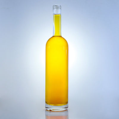 Base en verre Col long sur mesure Super Flint Rum Vodka Whisky Tequila Bouteille de gin avec liège