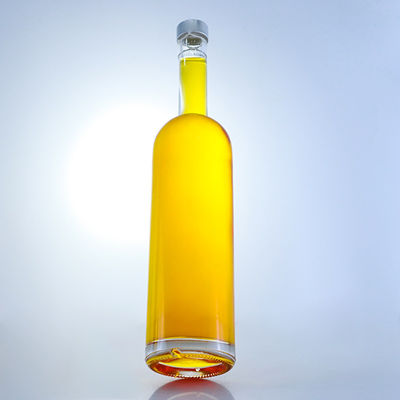 Base en verre Col long sur mesure Super Flint Rum Vodka Whisky Tequila Bouteille de gin avec liège